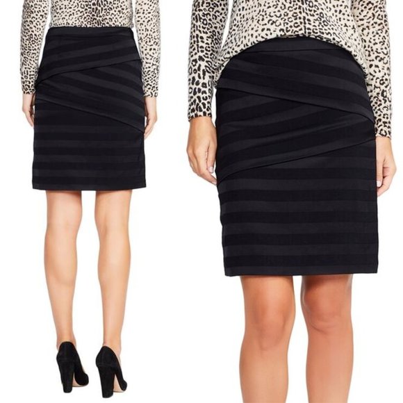 J. McLaughlin Dresses & Skirts - NWT J. McLaughlin Striped Nicola Layered Panel Pencil Skirt Black Size 12 H13124
